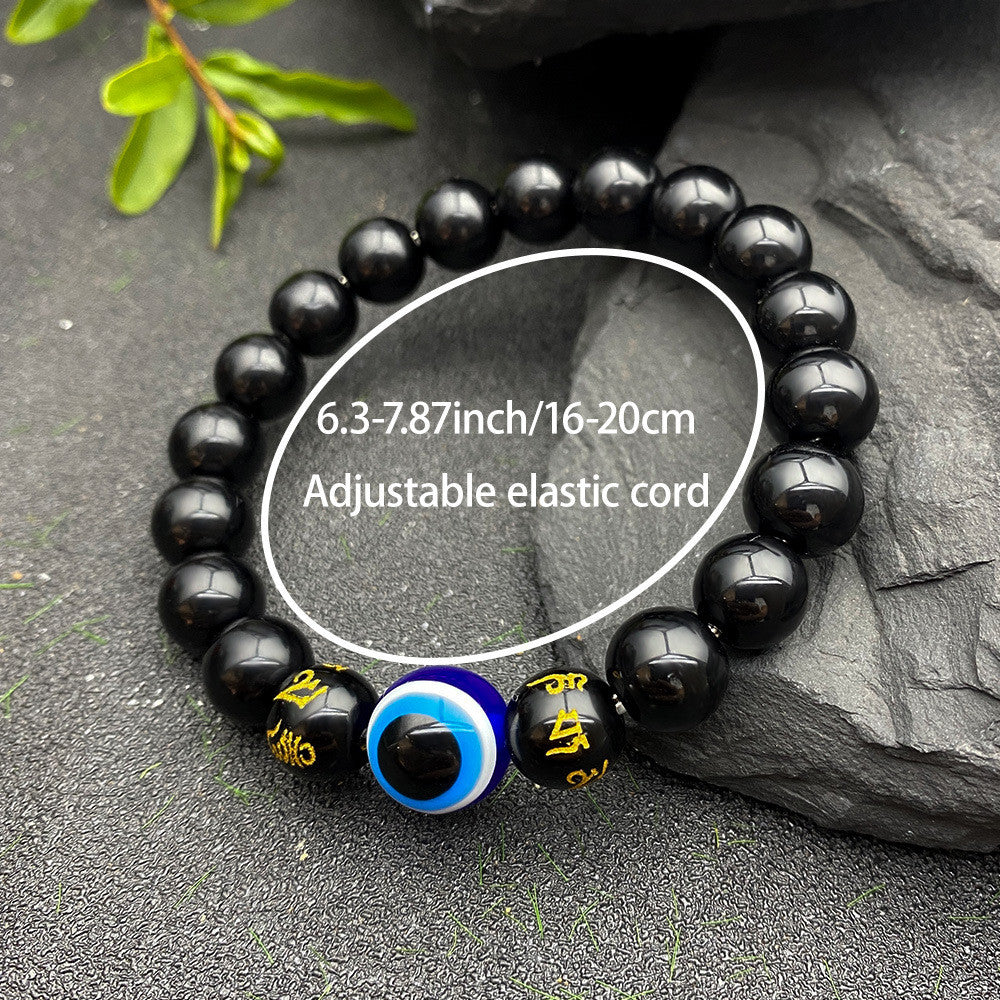 Evil Eye Bracelet Black Mantra Bead Elastic Lucky charm Elastic Fashion Jewelry Accessories Gift