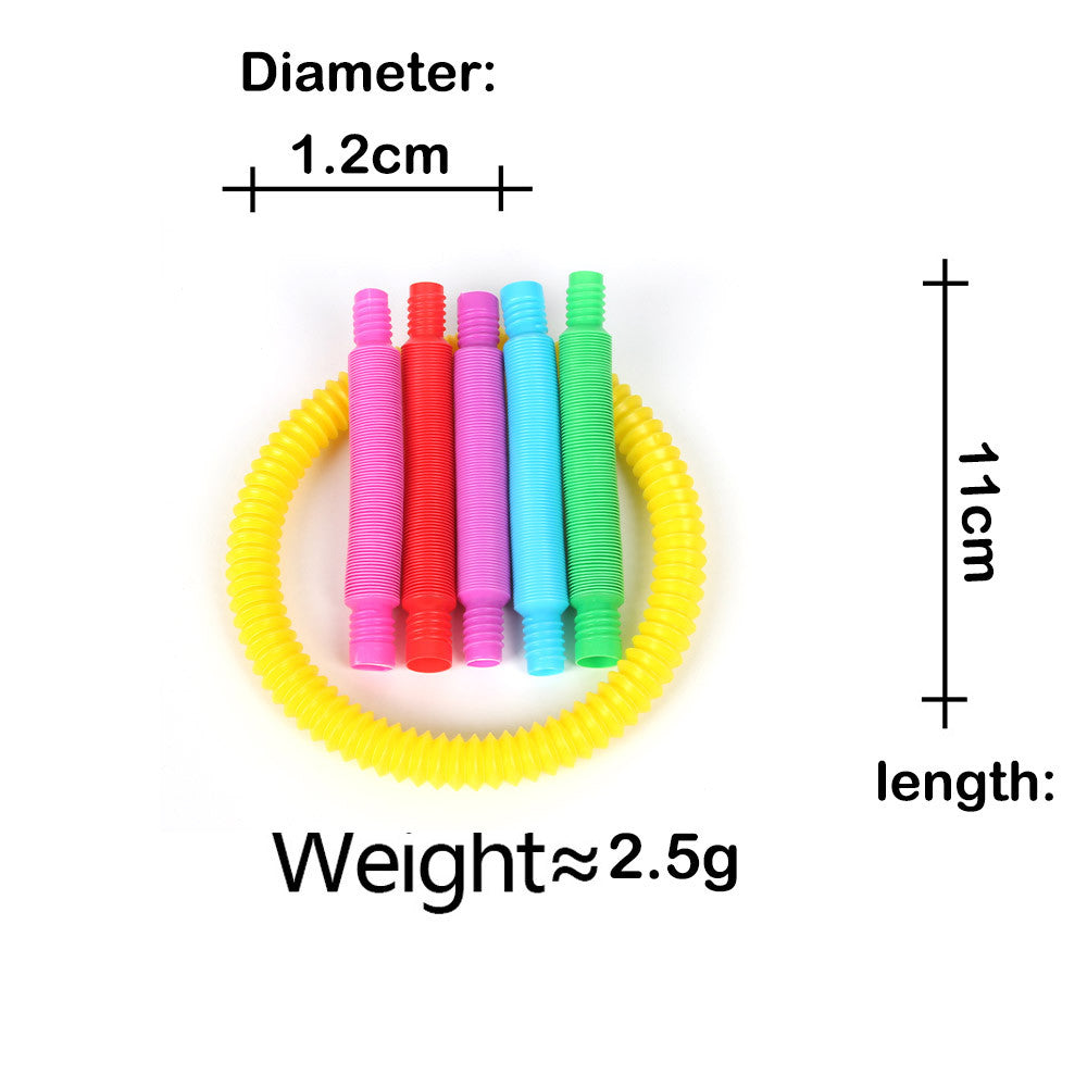 8Pcs Fashion Pop Tube Rainbow Fidget Toy  Tube Stress Reliever Stretch Pipe Decompression Gift Toys