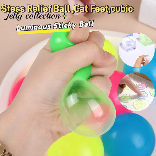 Luminous Sticky Ball Stress Relief  Reliever Toys Jelly Cat Feet  Pop Fun Christmas Gift Kids Toy