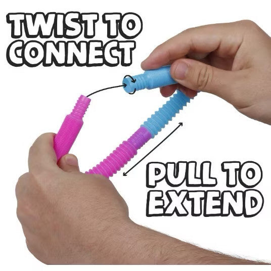 8Pcs Fashion Pop Tube Rainbow Fidget Toy  Tube Stress Reliever Stretch Pipe Decompression Gift Toys