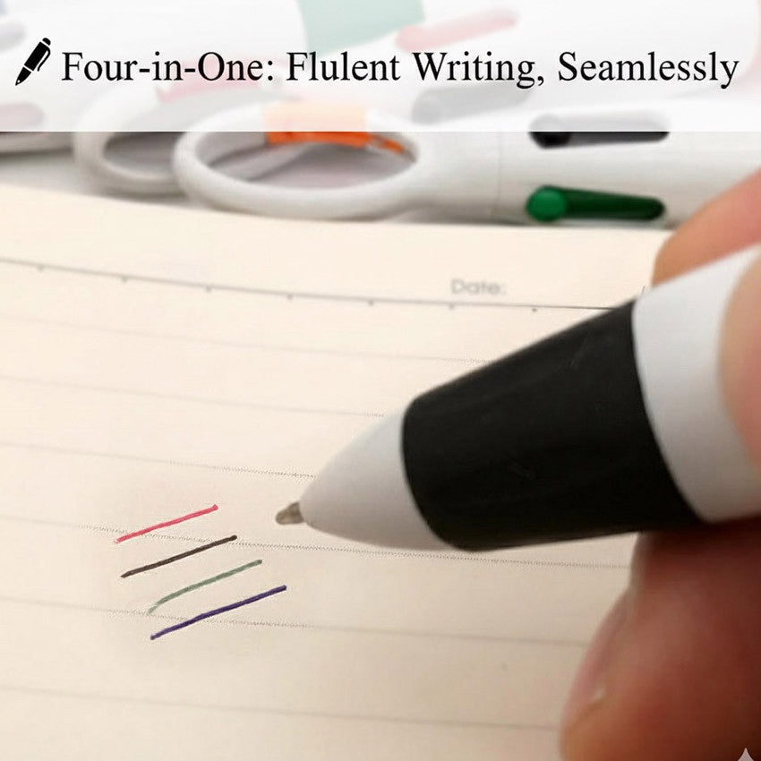 Fashion Ball pen with Hook Students' daily writing push pen carabiner four-color ballpoint pen Gift