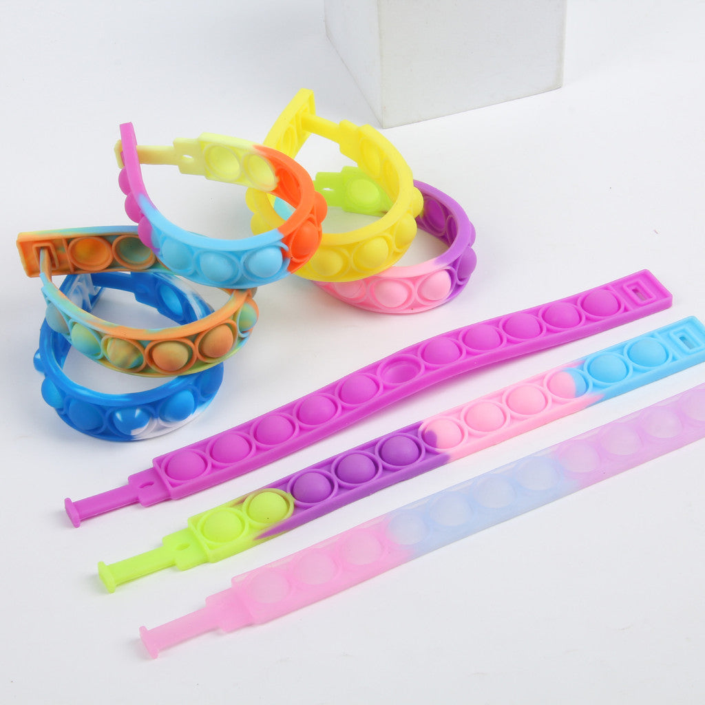 6pcs Fashion Pop Push Bubble Bracelet Fidget Toys Stress Reliever Bubble Bracelet Christmas Toy Gift