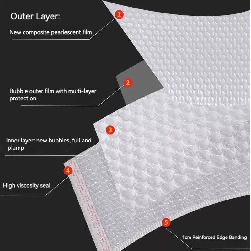 10pcs Self adhesive Bubble Mailer PE White Poly Plastic Padded Envelope Shipping pouch Mailing Pack