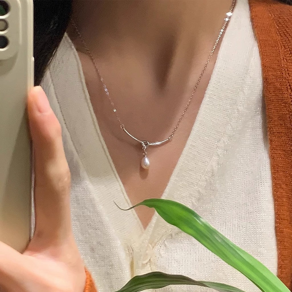 New Elegant Silver Necklace For Women Pearl pendant Necklace Korean Fashion Jewelry  Accessories Gift