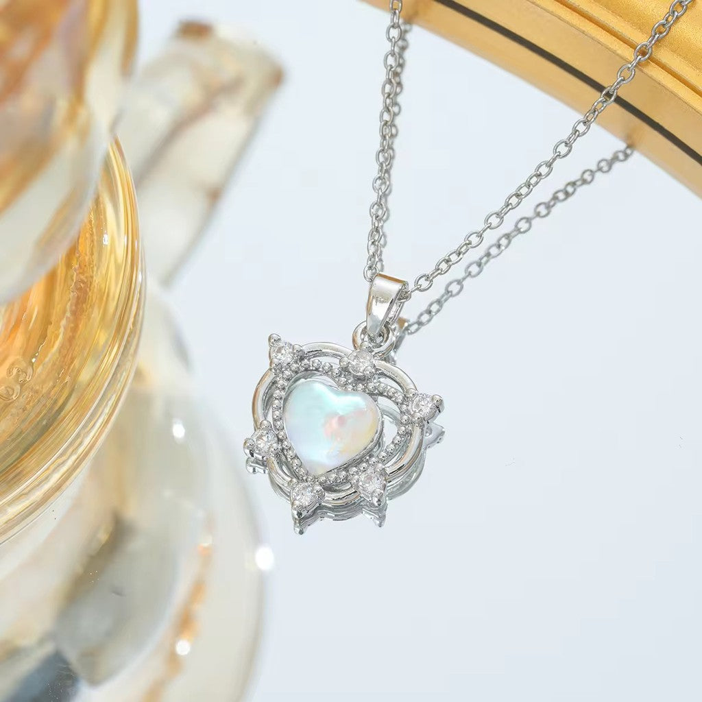 Elegant Stainless Necklace For Women Silver Gold Titanium Heart Fashion Jewelry  Accessories Gift