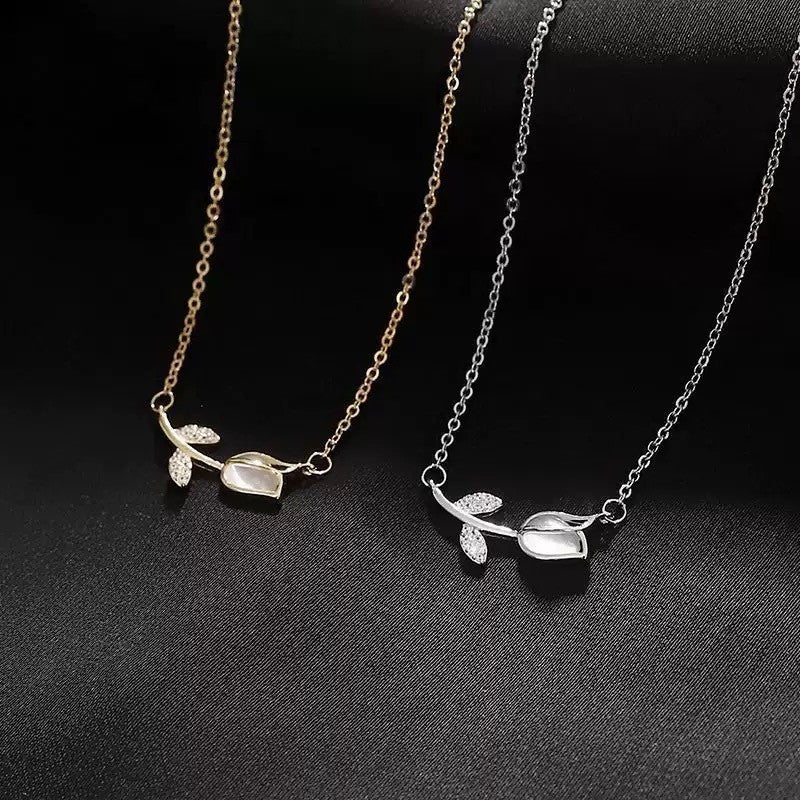 Elegant Stainless Necklace For Women Silver Gold Titanium Tulip Fashion Jewelry  Accessories Gift