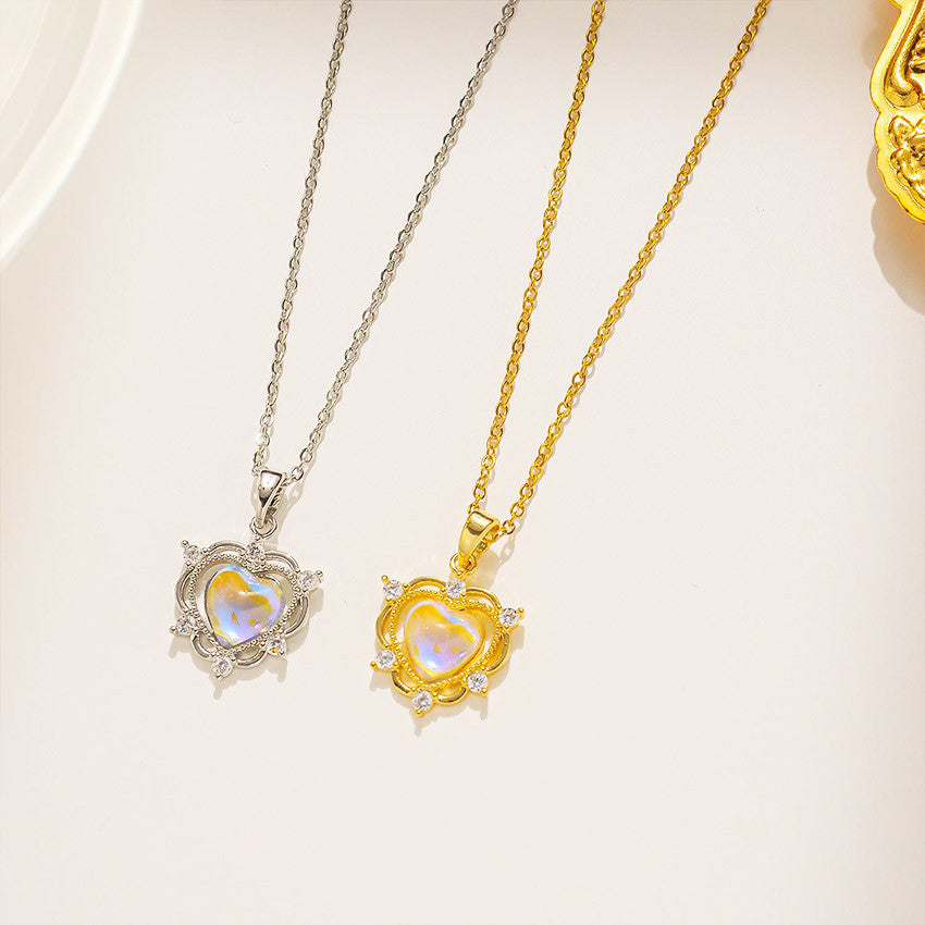 Elegant Stainless Necklace For Women Silver Gold Titanium Heart Fashion Jewelry  Accessories Gift