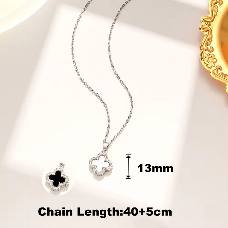 Elegant Stainless Necklace For Women Silver Gold Titanium Zircon Fashion Jewelry  Accessories Gift