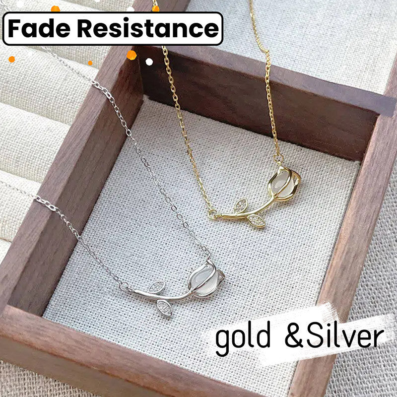 Elegant Stainless Necklace For Women Silver Gold Titanium Tulip Fashion Jewelry  Accessories Gift