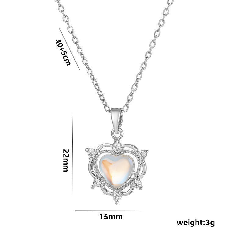 Elegant Stainless Necklace For Women Silver Gold Titanium Heart Fashion Jewelry  Accessories Gift