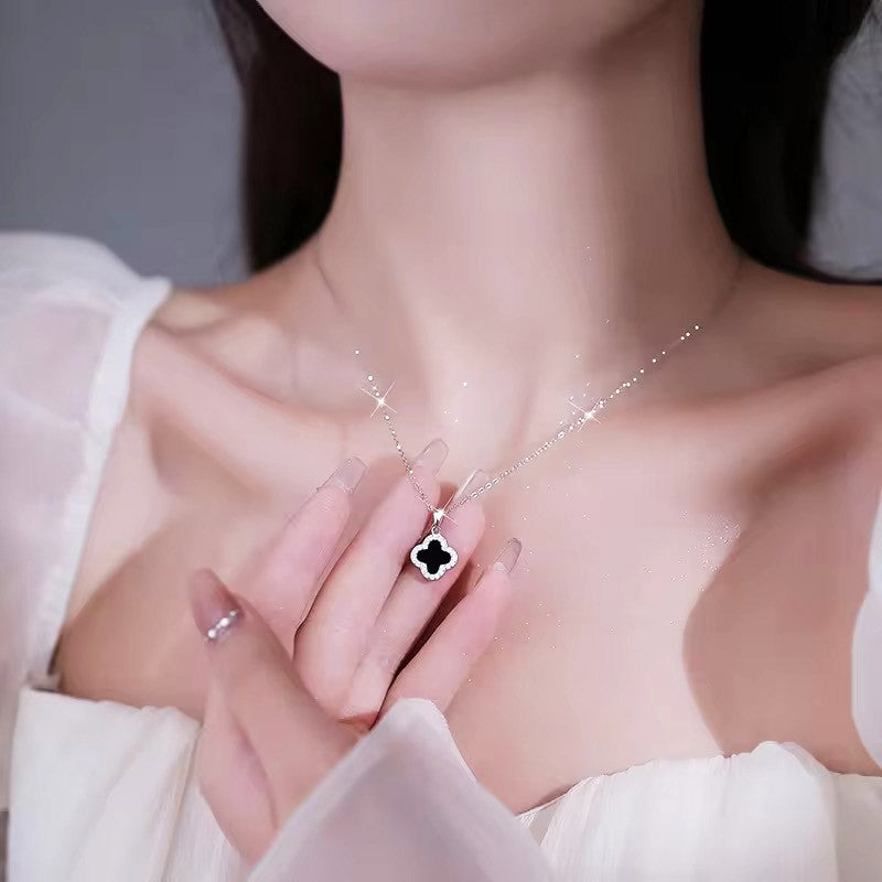 Elegant Stainless Necklace For Women Silver Gold Titanium Zircon Fashion Jewelry  Accessories Gift