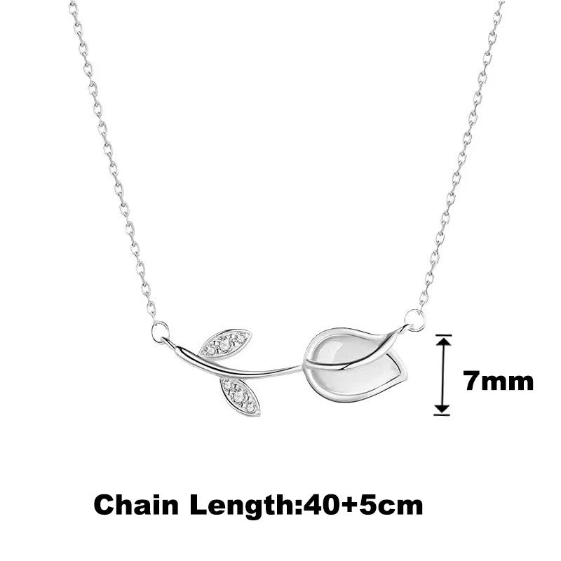 Elegant Stainless Necklace For Women Silver Gold Titanium Tulip Fashion Jewelry  Accessories Gift