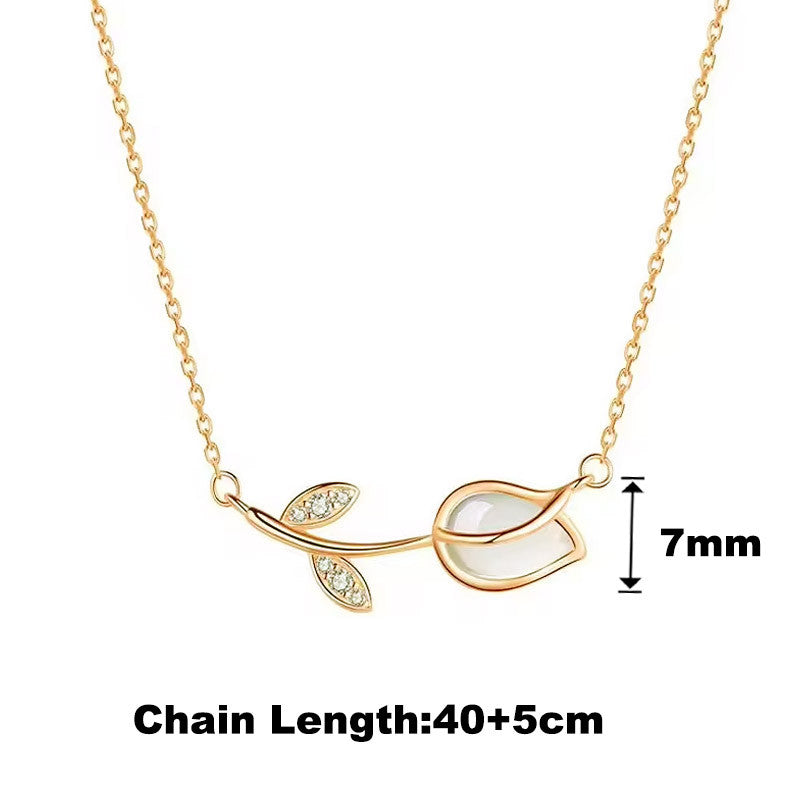 Elegant Stainless Necklace For Women Silver Gold Titanium Tulip Fashion Jewelry  Accessories Gift