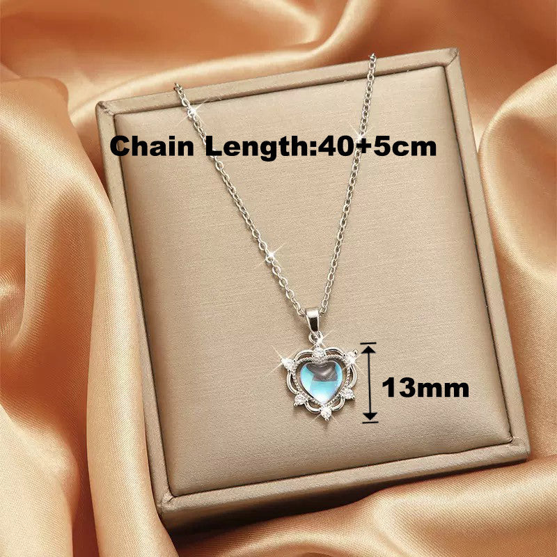 Elegant Stainless Necklace For Women Silver Gold Titanium Heart Fashion Jewelry  Accessories Gift