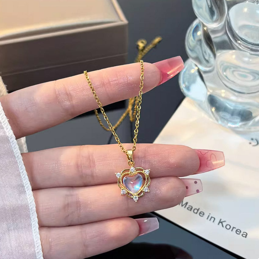 Elegant Stainless Necklace For Women Silver Gold Titanium Heart Fashion Jewelry  Accessories Gift