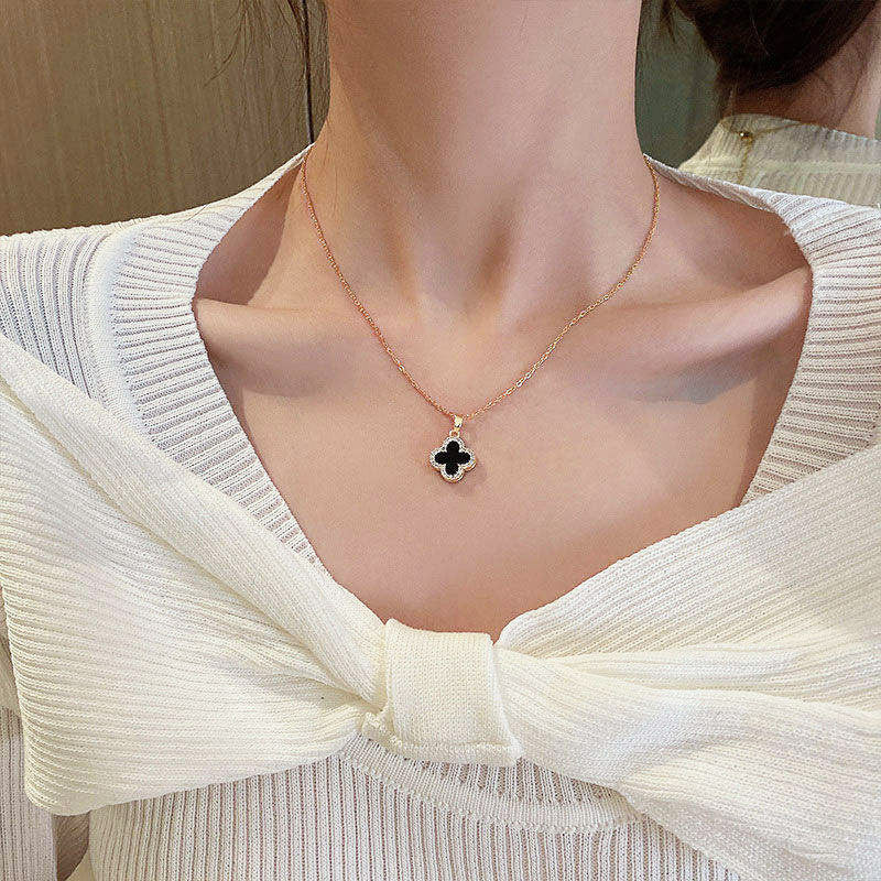 Elegant Stainless Necklace For Women Silver Gold Titanium Zircon Fashion Jewelry  Accessories Gift