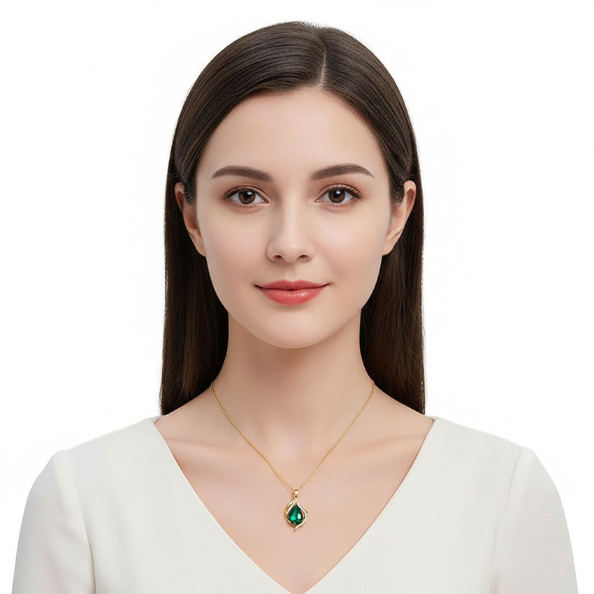 Elegant Stainless Necklace For Women Emerald Silver Gold Titanium Zircon Fashion Jewelry  Accessories Gift