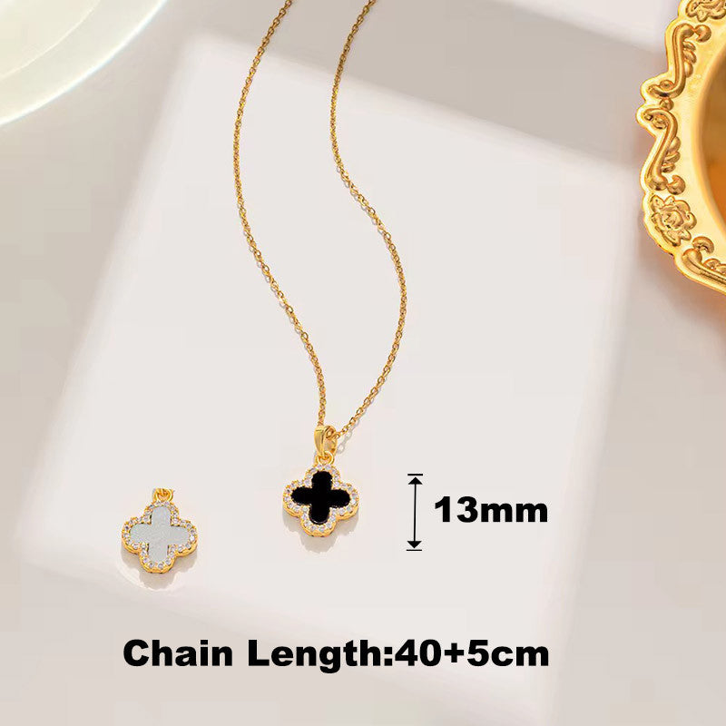 Elegant Stainless Necklace For Women Silver Gold Titanium Zircon Fashion Jewelry  Accessories Gift