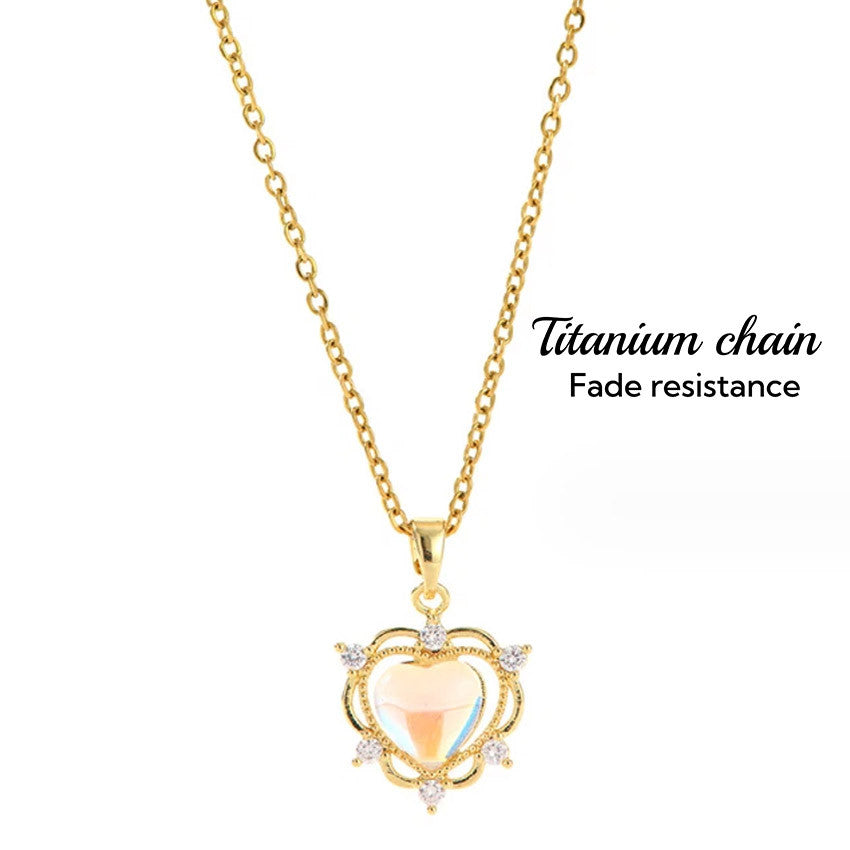Elegant Stainless Necklace For Women Silver Gold Titanium Heart Fashion Jewelry  Accessories Gift