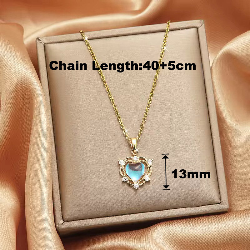 Elegant Stainless Necklace For Women Silver Gold Titanium Heart Fashion Jewelry  Accessories Gift